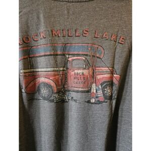 Vintage Truck Tee Shirt Gray Mens LG Rock Mills Lake Automobile Collecter (B27)